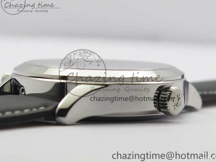 MIROTIME 0120 Practical Calatrava 5524 Pilot Travel Time SS GRF Blue Dial on Black Leather Strap A324 V 7107